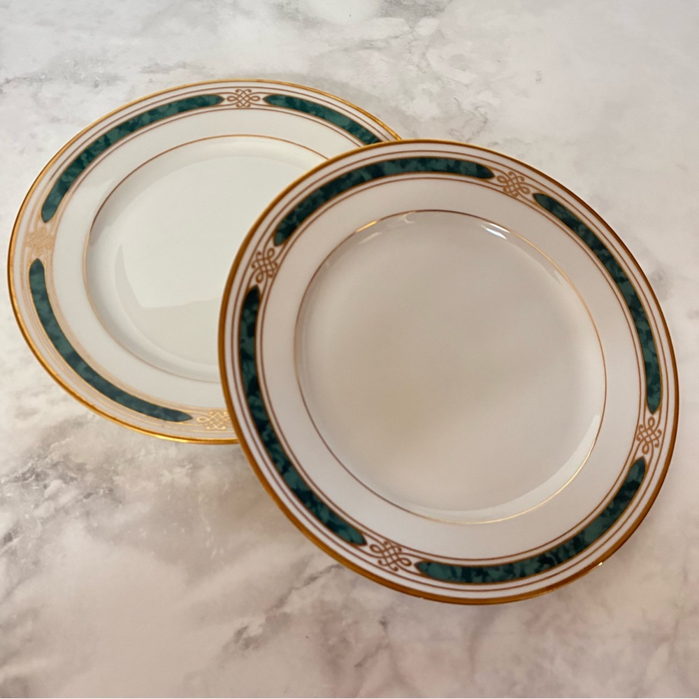 Gorham Regalia Court Teal Set of Two Vintage Salad Plates made in Japan